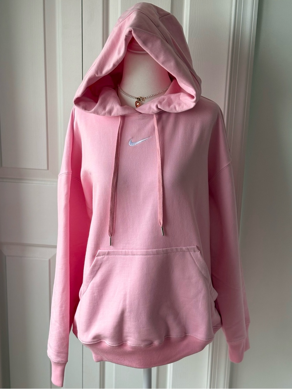 Nike Light Pink Pullover Hoodie with White Swoosh